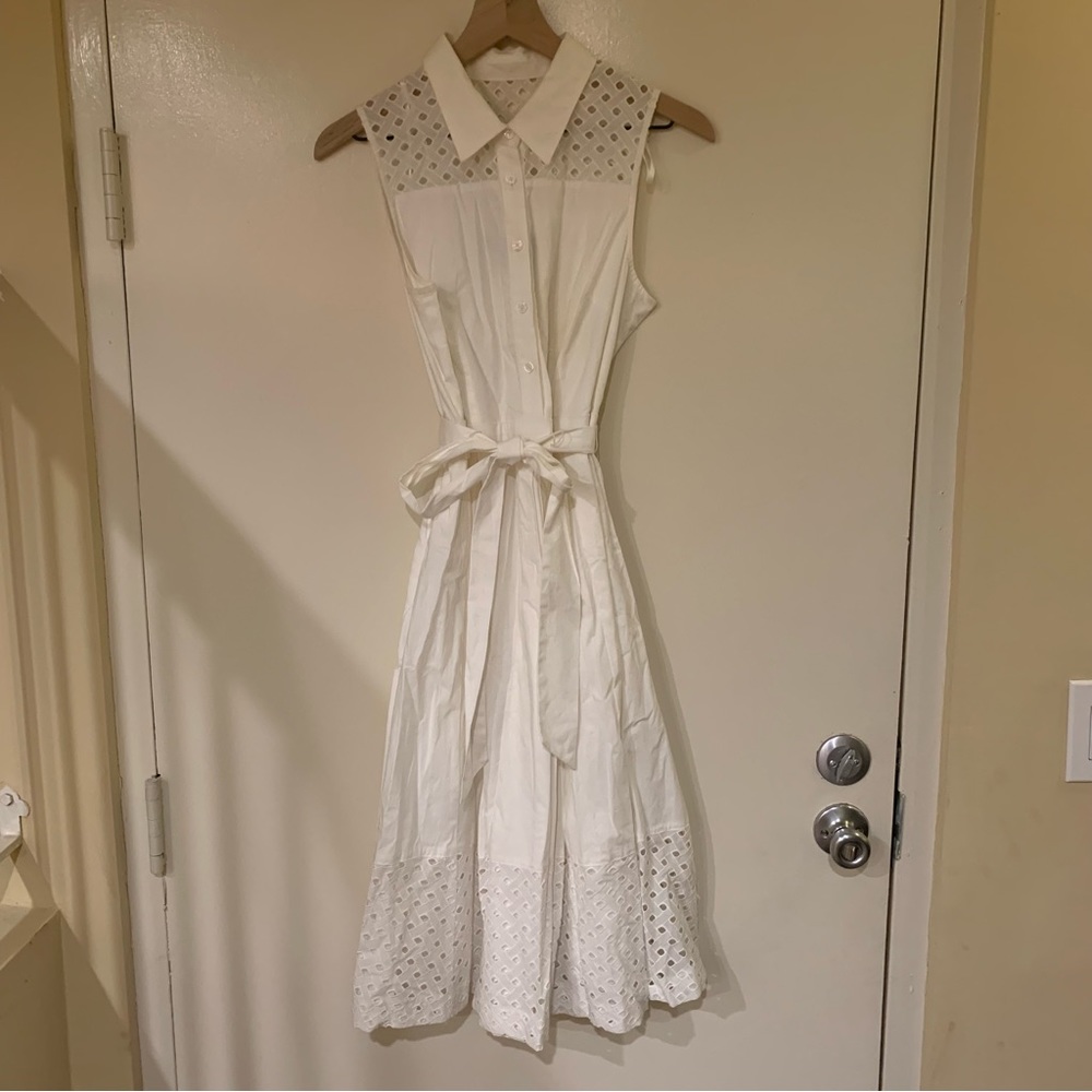 Jessica Howard White Eyelet Shirt Dress